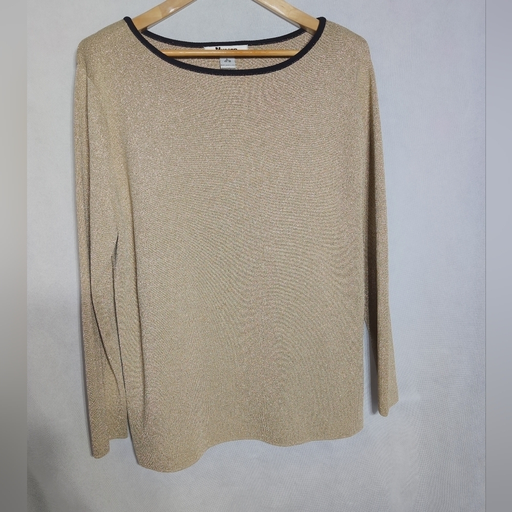 Peter Nygard Collection Sz L Gold Metallic Long Sleeve Sweater